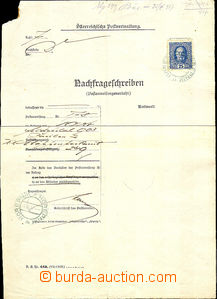 35614 - 1917 request sheet - Nachfrageschreiben with 25h, Mi.192, bl