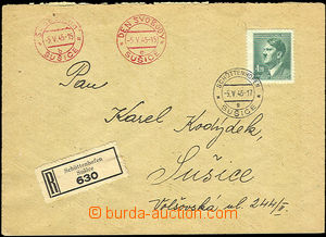 35646 - 1945 Reg letter franked with. Bohemian and Moravian stamp. 4