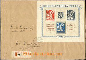 35669 - 1945 Košice-issue Reg letter greater format franked whole