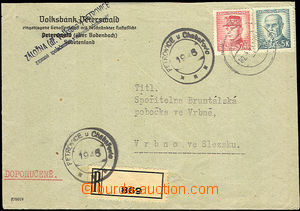 35691 - 1946 Reg letter with Pof.421 + 424, provisional circular pmk