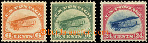 35698 - 1918 Mi.248-250, Letecké, 248-249 lehké stopy po smyté n