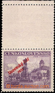 35703 - 1939 Alb.20, overprint 4CZK with upper coupon and margin, ex