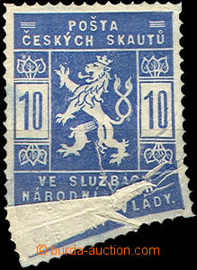 35761 - 1918 1918 ZT Pof.SK1, lightblue 10h with paper fold very sca