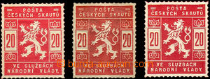 35767 - 1918 Pof.SK2, 3 pcs of stamp. with various shades red color