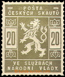 35785 - 1918 PLATE PROOF Pof.SK2 in/at olive color, unequal shade in