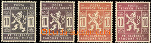 35792 - 1918 trial print Pof.SK1, collection of 4pcs of 10h, in diff