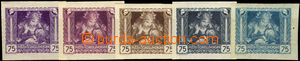 35856 - 1919 trial print 75h 5 pcs of in various colors - violet, br