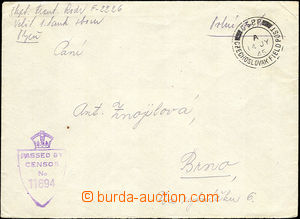 35891 - 1945 letter from Czechosl. commander 1. tank corps in Plzen