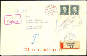35900 - 1945 Reg letter franked with. Czechosl. stamp. 2x 50h Beneš