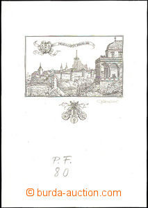 35905 - 1980 graphic sheet with gravure Praga caput regni 1830 from