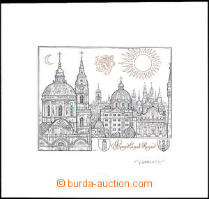 35909 - 1978 HERČÍK J. graphic sheet with bicolored gravure Praga