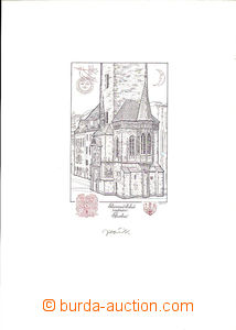 35911 - 1975 graphic sheet with bicolored gravure Prague Old Town Ha