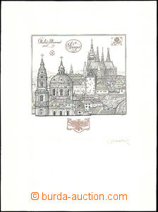 35914 - 1975 graphic sheet with bicolored gravure Prague Malá Stran