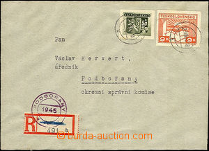 35950 - 1945 Košice-issue Reg letter with 9K Pof.357, 363, cancell