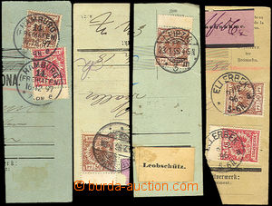 35972 - 1896/97 4 pcs of parcel dispatch card segments, franked stam