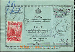 35974 - 1916 larger piece of long-distance call card, bilingual, us