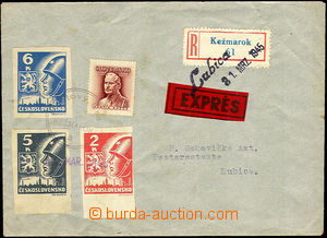35982 - 1945 Košice-issue Reg and Express letter franked with. mix