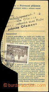 36024 - 1942 cut-out of parcell bill with stamps 5pcs. Pof.49, recei