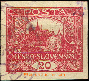 36033 - Pof.9N, 20h red imperforated, part of postmark Czechoslovak