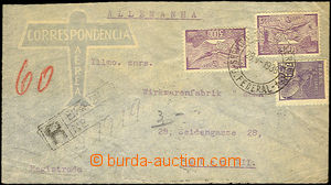 36045 - 1938 Reg and airmail letter to Austria, with Mi.2x 337, 304,