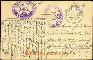 36066 - 1916 PPC sent by field post ovalviolet cnl. FP73/ 12.I.16 +