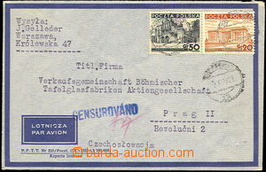 36160 - 1938 air-mail letter to Czechoslovakia, with Mi.308, 304, CD