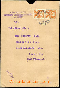 36168 - 1921 letter sent as Sample without value, franked with. 2 pc