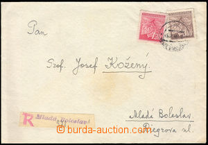 36195 - 1945 Reg letter in the place with Pof.378 and 379, broken ou