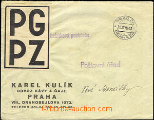 36196 - 1940 POSTAL GOODS label PG / PZ on/for commercial envelope