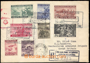 36200 - 1943 Reg letter franked with. stamps exile issue in England