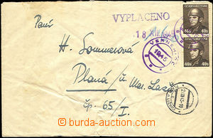 36211 - 1945 London-issue letter franked kombinací(!) franking 2x