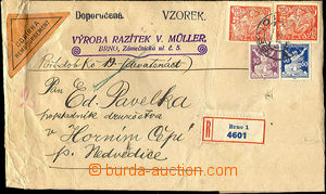 36234 - 1925 commercial sample sent as Registered + dobírka(!), wit