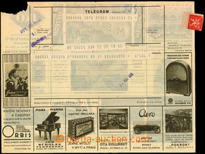 36244 - 1932 advertising form/blank for telegram No.8? (torn off UL