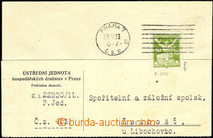 36247 - 1923 commercial PC with 50h green with line perforation, Pof