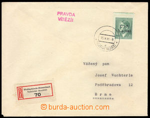 36248 - 1945 Reg letter franked with stamp. BOHEMIA-MORAVIA 4,20 Kor