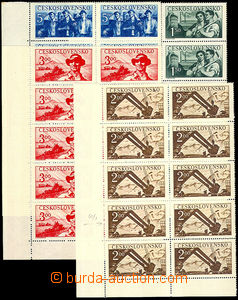 36254 - 1950 Pof.542-545, L corner blk-of-10, Pof.543 with plate var
