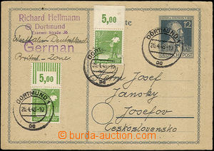 36298 - 1948 PC Mi.P965 to Czechoslovakia, uprated by. 2x stamp. 10P