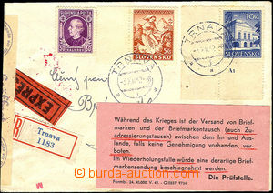 36316 - 1942 Reg and Express letter addressed to to Bohemia-Moravia,