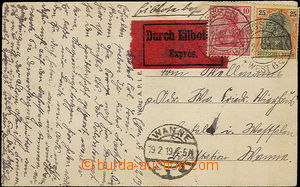 36335 - 1919 Ex sent postcard with Germania 10Pf + 25pf, Mi.86, 88,