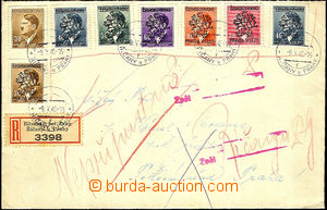 36426 - 1945 Reg letter franked with. 8 pcs of stamp. with overprint