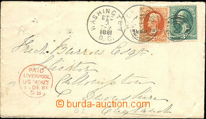 36427 - 1881 letter to England, with Mi.37, 38, CDS Washington Dec.3