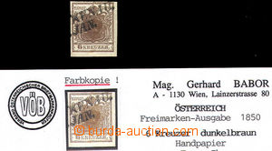 36429 - 1850 issue I 6 Kreuzer brown smudged emblem, Mi.4, HP Ib, st