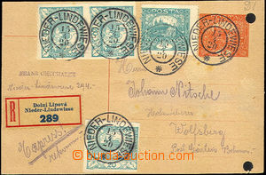 36453 - 1920 CDV14 sent as Reg, uprated with stamp Pof.8 3x, 4C, CDS