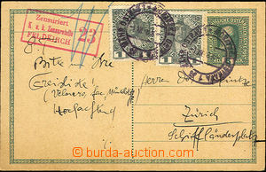 36476 - 1916 PC 8h Franz Joseph to Switzerland, uprated by. 2 pcs of