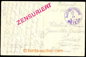 36528 - 1914 S.M.S. METEOR round violet postmark with date 27.9.14,