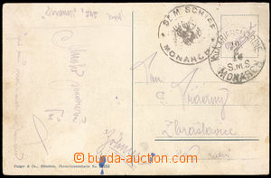 36529 - 1916 S.M.S. MONARCH 2x black circular pmk, 1x with eagle and