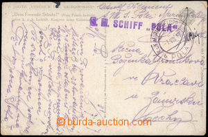 36530 - 1917 S.M. SCHIFF POLA, violet straight line postmark, part p