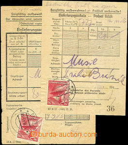 36554 - 1945 London-issue 2 pcs of certificates of mailing with 1CZ