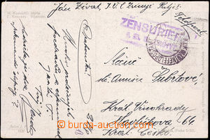 36563 - 1918 S.M.S. ZRINYI ZENSURIERT, frame violet censorship mark,