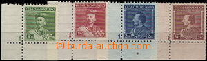 36716 - 1932 Pof.268-71, Tyrš, corner pieces with plate mark 1, wid